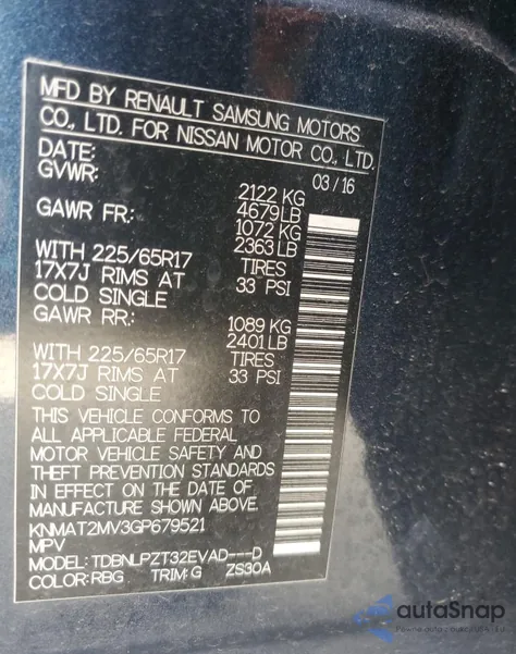 2016 Nissan Rogue S from USA, damaged, VIN KNMAT2MV3GP679521